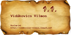 Vidákovics Vilmos névjegykártya